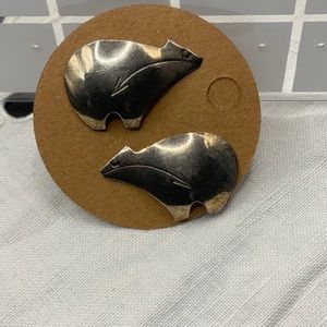 Sterling Native American Sprit Bear Pierced Earrings.